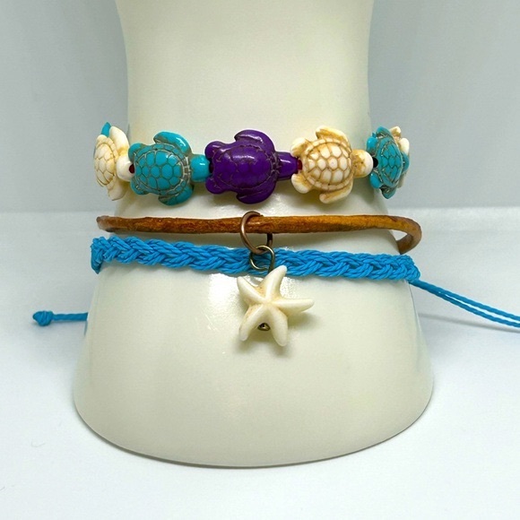 Handmade Sea Turtle & Starfish Bracelet Set! New in Box! - Picture 2 of 9